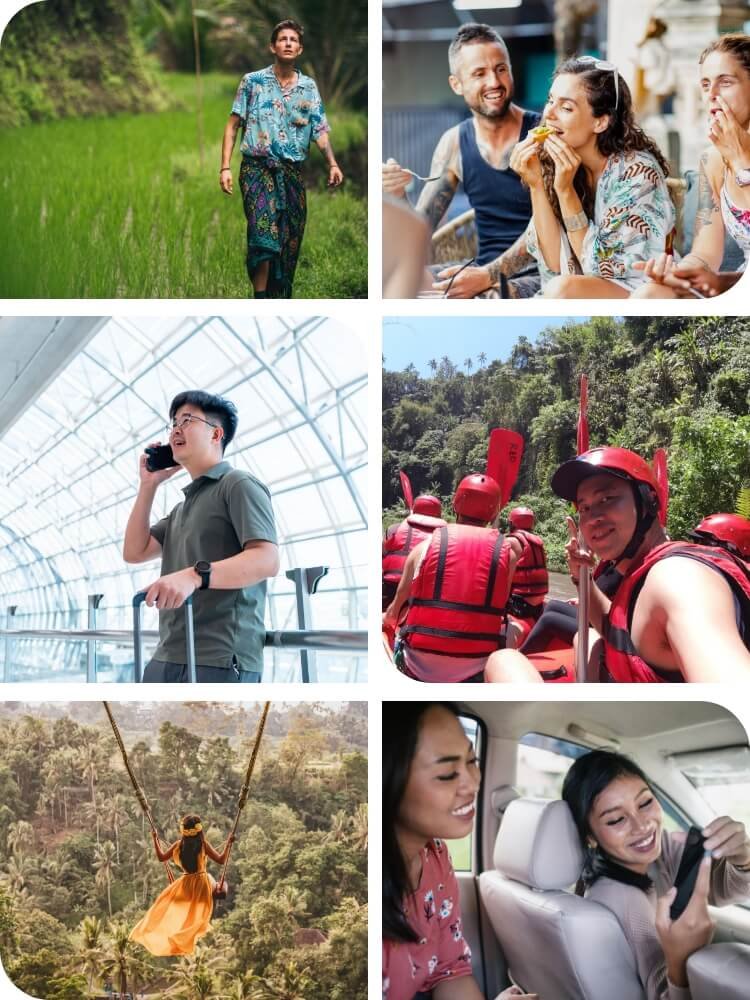 Bali traveler activities and attractions which can be covered with our car rental with driver service